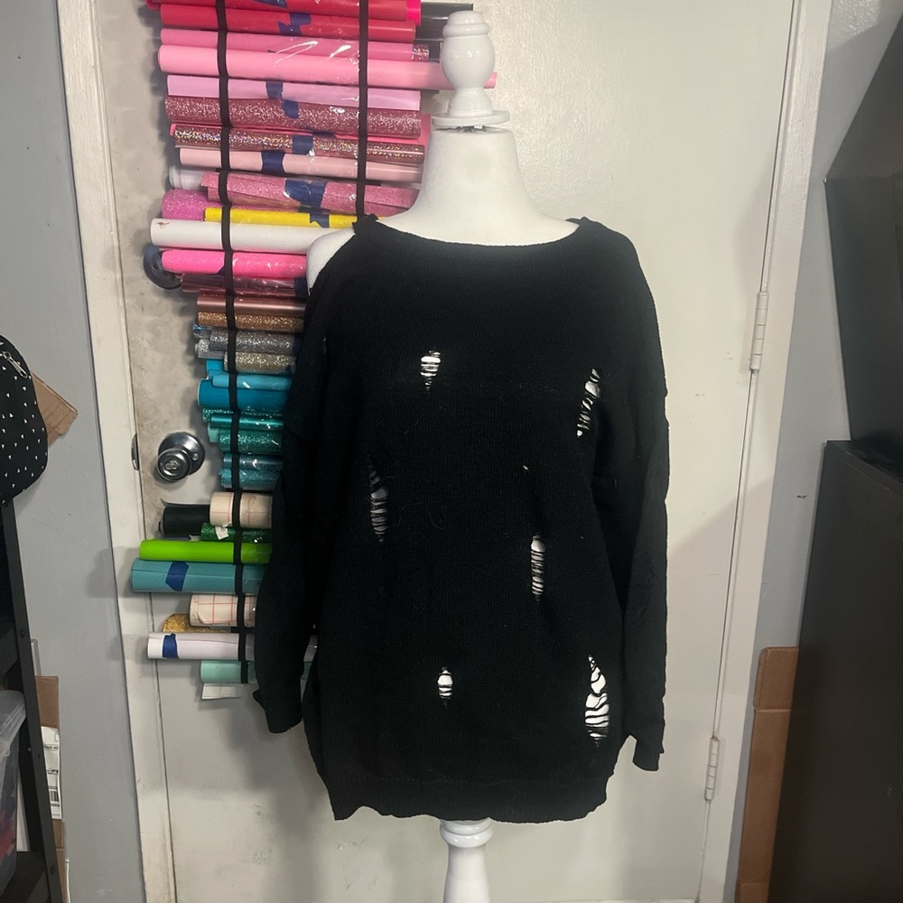 Black Distressed Sweater